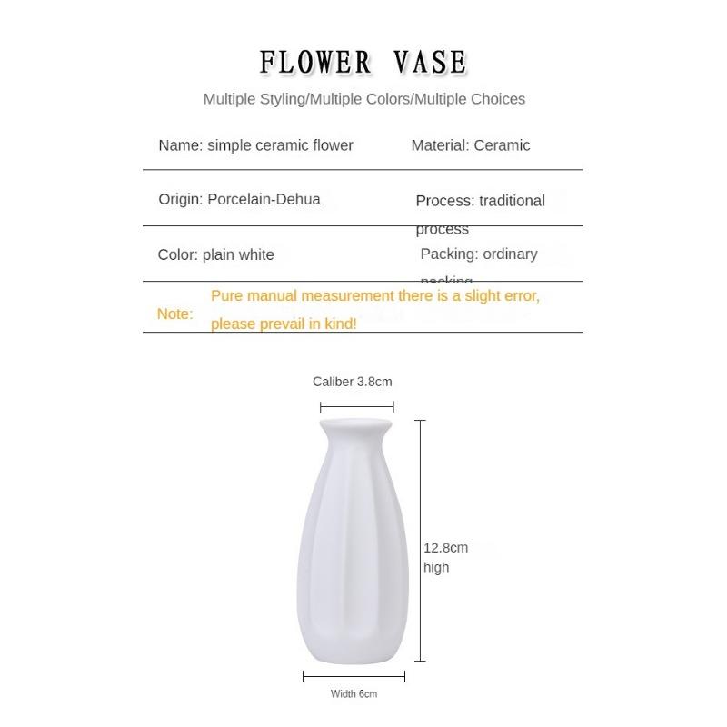 Plain-fired Matte White Ceramic Flower Arrangement Small Vase Creative and Simple Living Room Home Dried Flower Ornament
