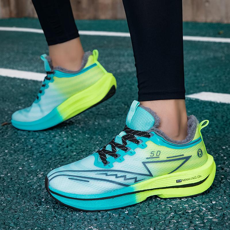 Плюшевые Теплые Зимние Кроссовки Мужские Амортизирующие Спортивные Кроссовки Женские Дышащие Кроссовки для Бега Обувь для Фитнес-Тренировок Нескользящие Кроссовки