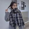 WTEMPO Women Autumn Winter Outdoor Long Plaid Scarf Ladies Windproof Cold-proof Versatile Casual Warm Retro Scarf