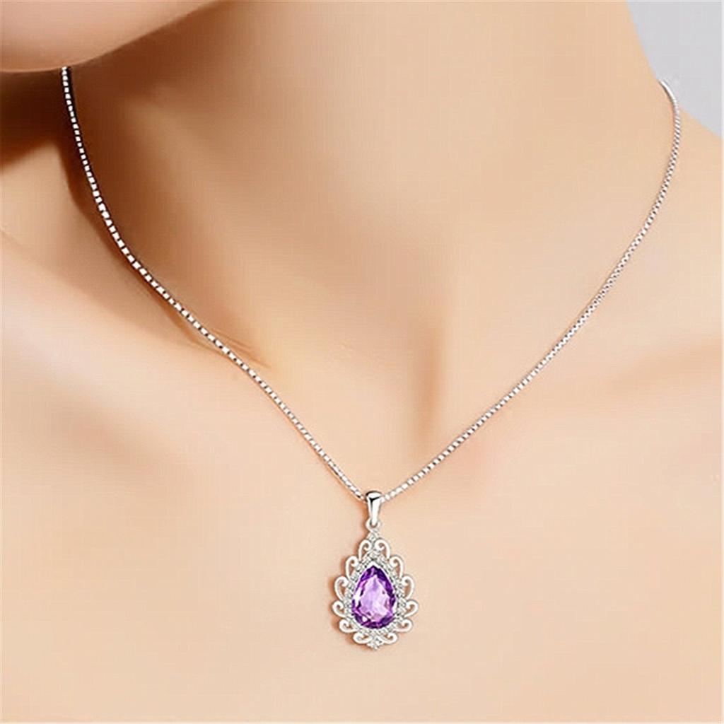 Новый продукт, ожерелье из натуральных фиолетовых кристаллов с каплями воды, женский кулон, праздничный подарок, универсальные ювелирные изделия