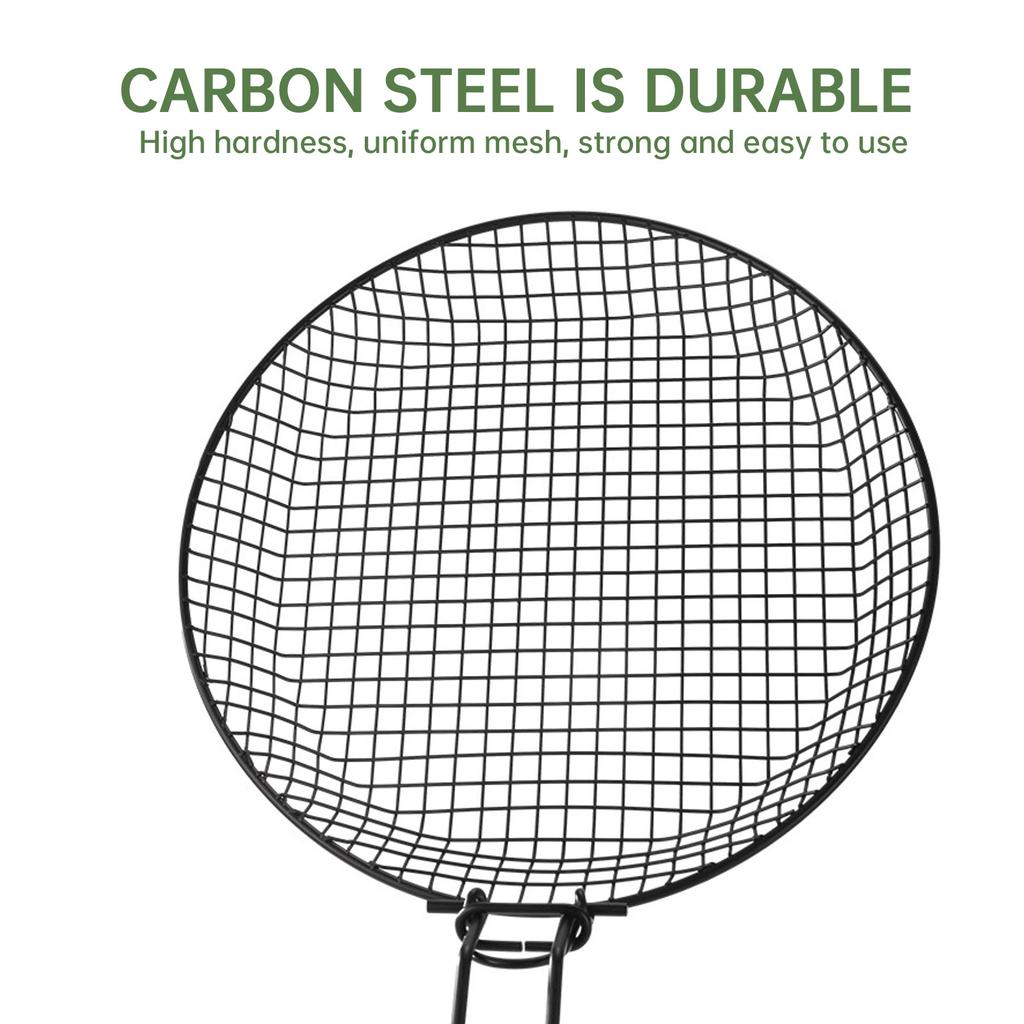 Outdoor Barbecue Stainless Steel Grilling Mesh Foldable Wooden Handle Non-stick Barbecue Basket Picnic Party Barbecue Equipment