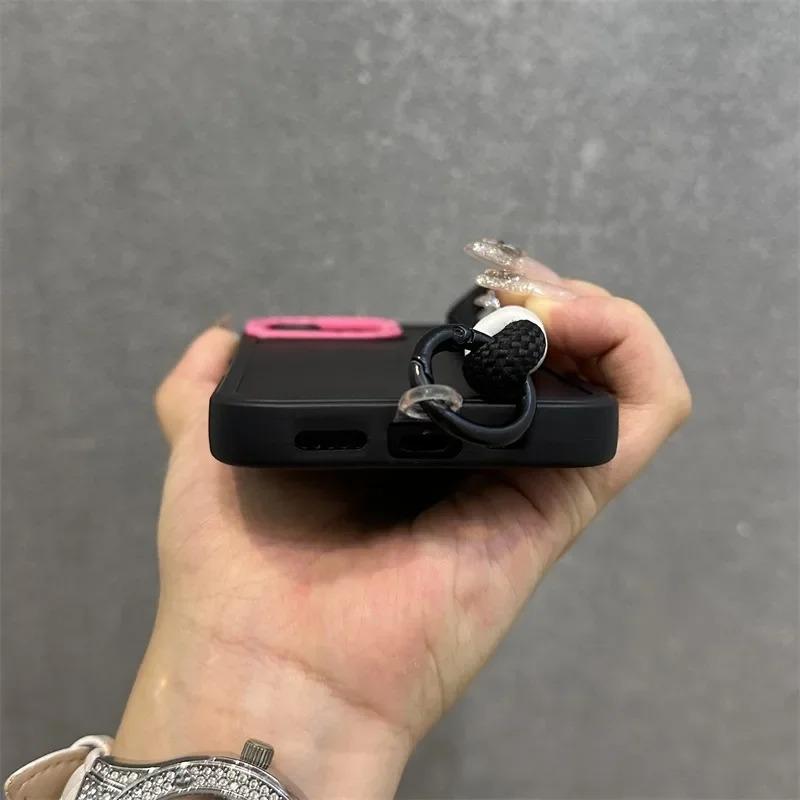 Силиконовый чехол для телефона с амортизацией для iPhone 11-17 Pro Max Plus с матовым покрытием и ремешком на запястье