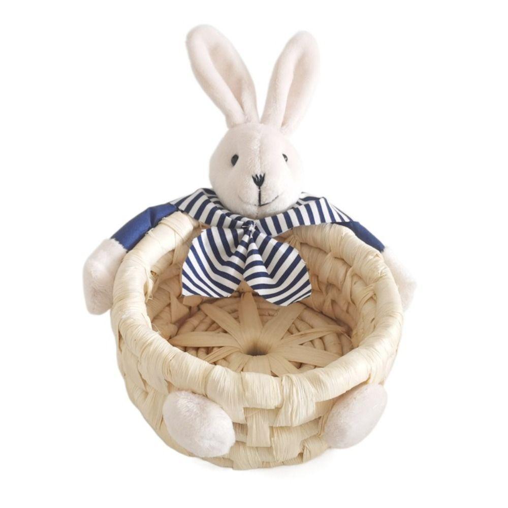 Stackable Woven Basket Handwoven Easter Rabbit Decoration Easter Bunny Storage Basket  Bedroom