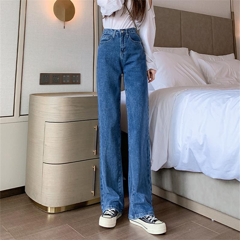 2022 Fashion Casual High Street Clothes Wide Leg Pant Women Jeans Autumn Winter High Waist Slouchy Straight Leg Denim Trouser