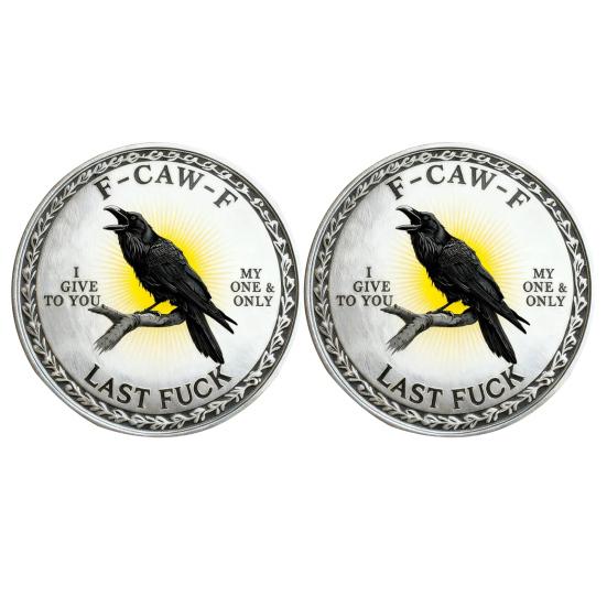 Yousheng F-CAW-F Памятная металлическая монета 2 дюйма Ворон Символ свободы и юмора Коллекционная монета для того, чтобы отпустить и двигаться дальше