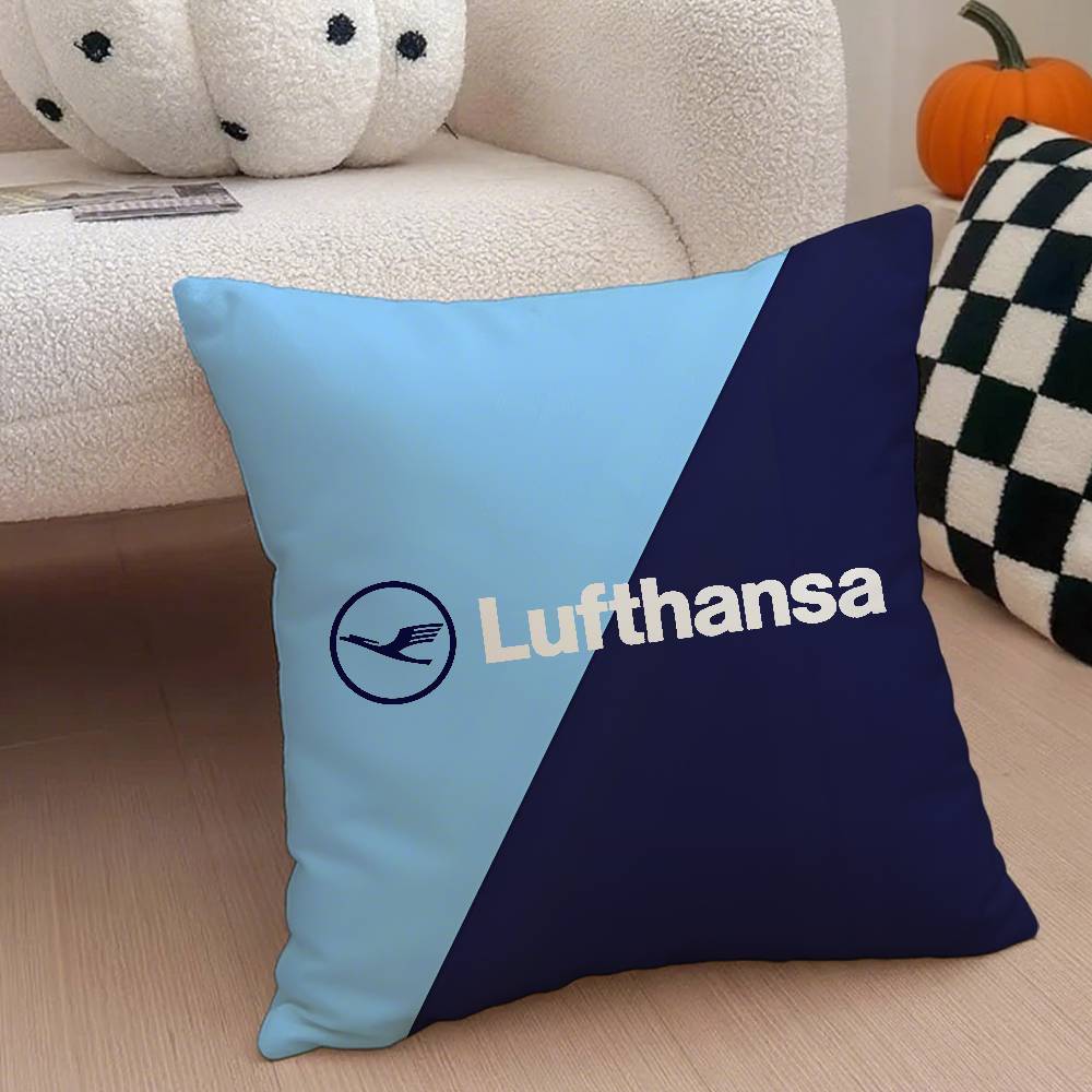 Подушка-наволочка в память о полете L-Lufthansa-T Airlines Комфорт Диван-кровать Шелковистая элегантная Невидимая молния Декоративная наволочка