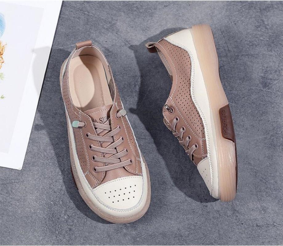 Женские туфли на плоской подошве, летние дышащие повседневные туфли с вырезами, женские белые туфли на плоской подошве из натуральной кожи с мягкой подошвой, женские туфли