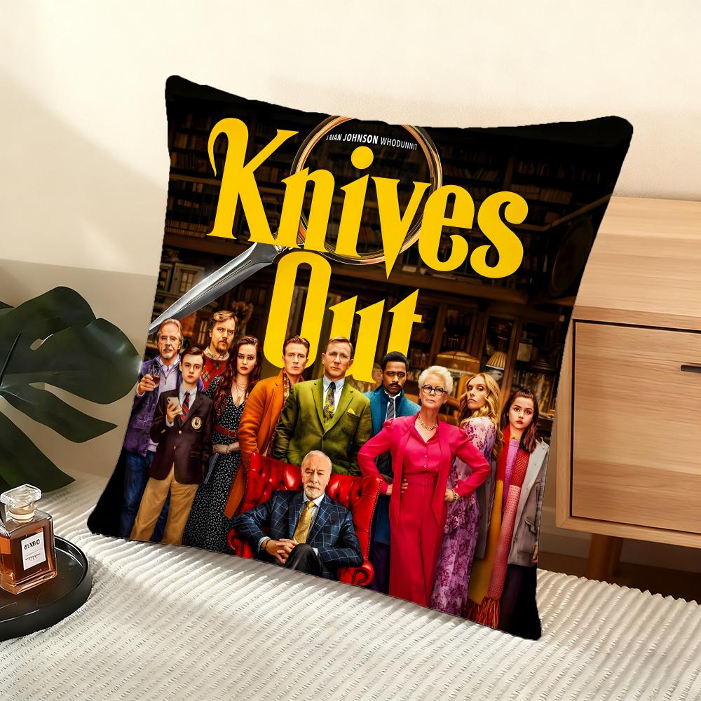 Cushion Cover Silky Short Plush Home Sofa Cushion Cover - Invisible Zipper Home Decoration Knives Out Movie