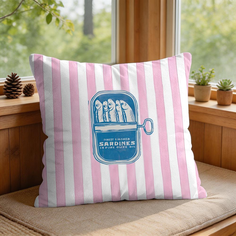Sardine Cans Art Ins Cushion Cover Square Short Plush Pillow Case Living Room Sofa Home Decor Funda X