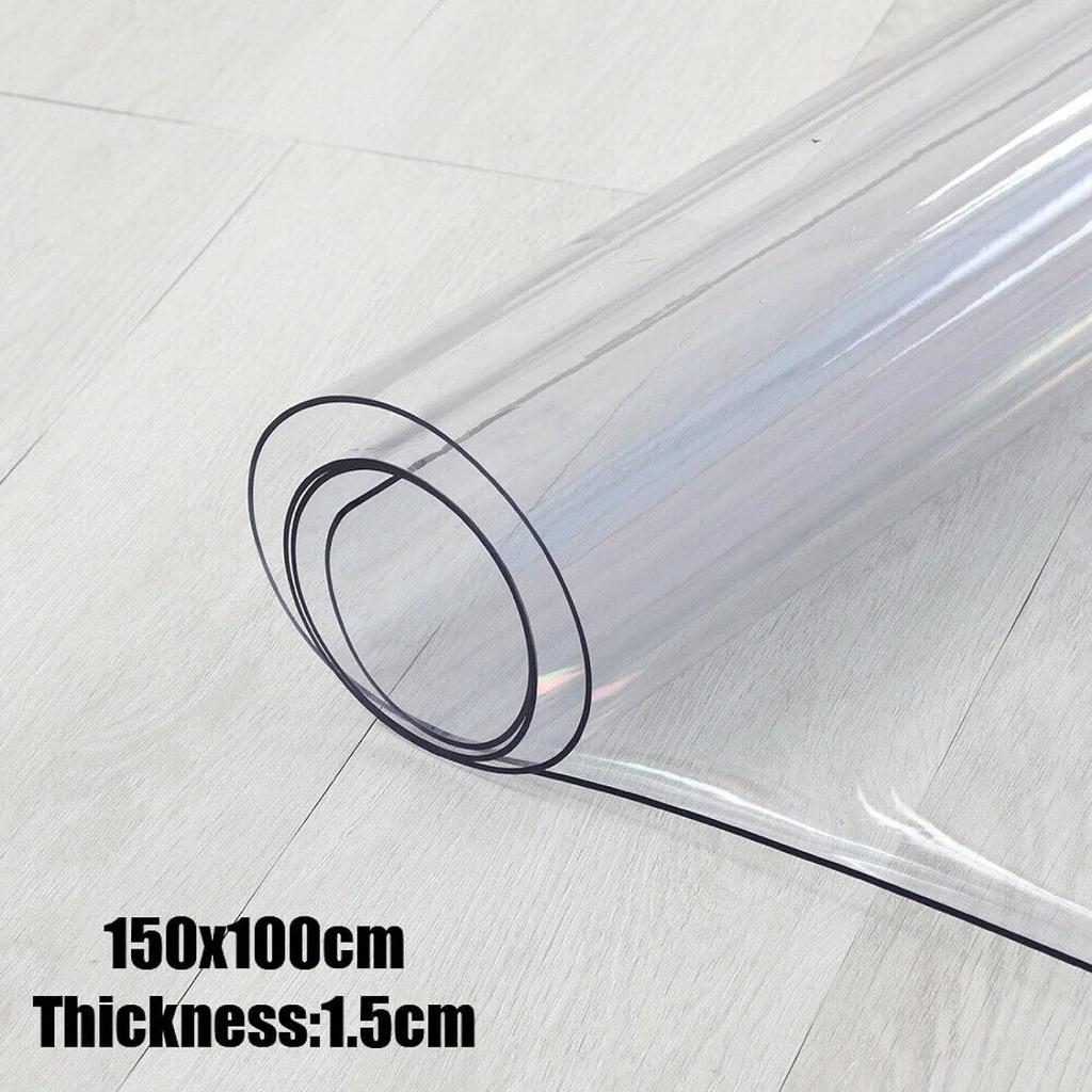 1.5mm Strong Clear Plastic Table Cloth Cover Wipeable PVC Waterproof Table Protector for Kitchen Coffee Office Dining Table