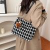 Шерстяная большая сумка через плечо класса люкс, женская модная студенческая сумка, универсальная вместительная клетчатая женская сумка через плечо