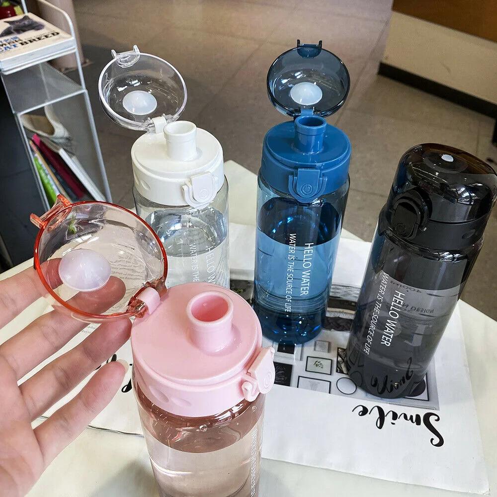 Портативная герметичная спортивная бутылка для воды, овальный прозрачный пластиковый чайник, большая емкость, для путешествий на открытом воздухе, фитнеса, летняя питьевая кружка 780 мл