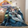 Adventure Game Genshin Impact Cartoon Flannel Blanket Cozy Bed  Lightweight Soft Throw  Sofa Quilt for All Seasons