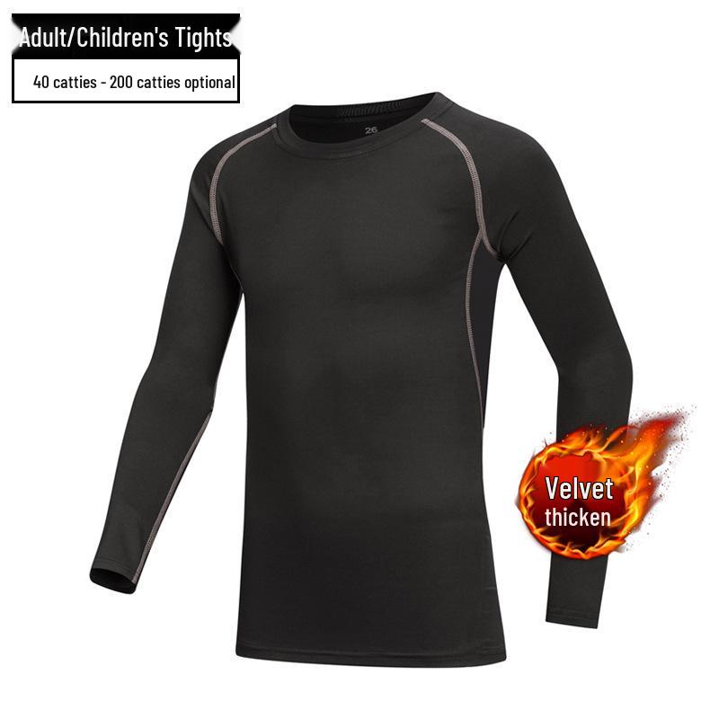 Плюшевые детские баскетбольные и футбольные быстросохнущие тренировочные костюмы для мальчиков - осенне-зимние спортивные тайтсы и базовые топы