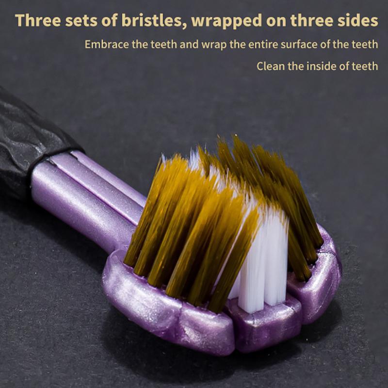 2 шт. Трехсторонняя зубная щетка с мягкой щетиной для волос Взрослая зубная щетка Ультратонкая мягкая щетина Уход за полостью рта Зубная щетка для здоровья полости рта Чистка