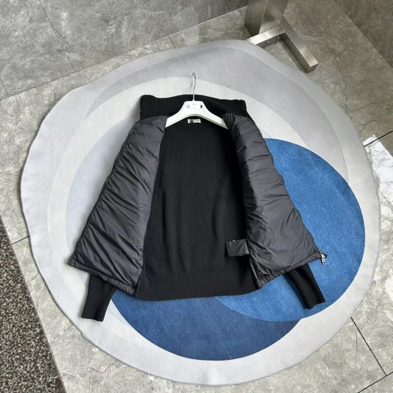 Mens Knit Panel Down Jacket With Stand Collar Warm Winter Outerwear Casual Office Wear