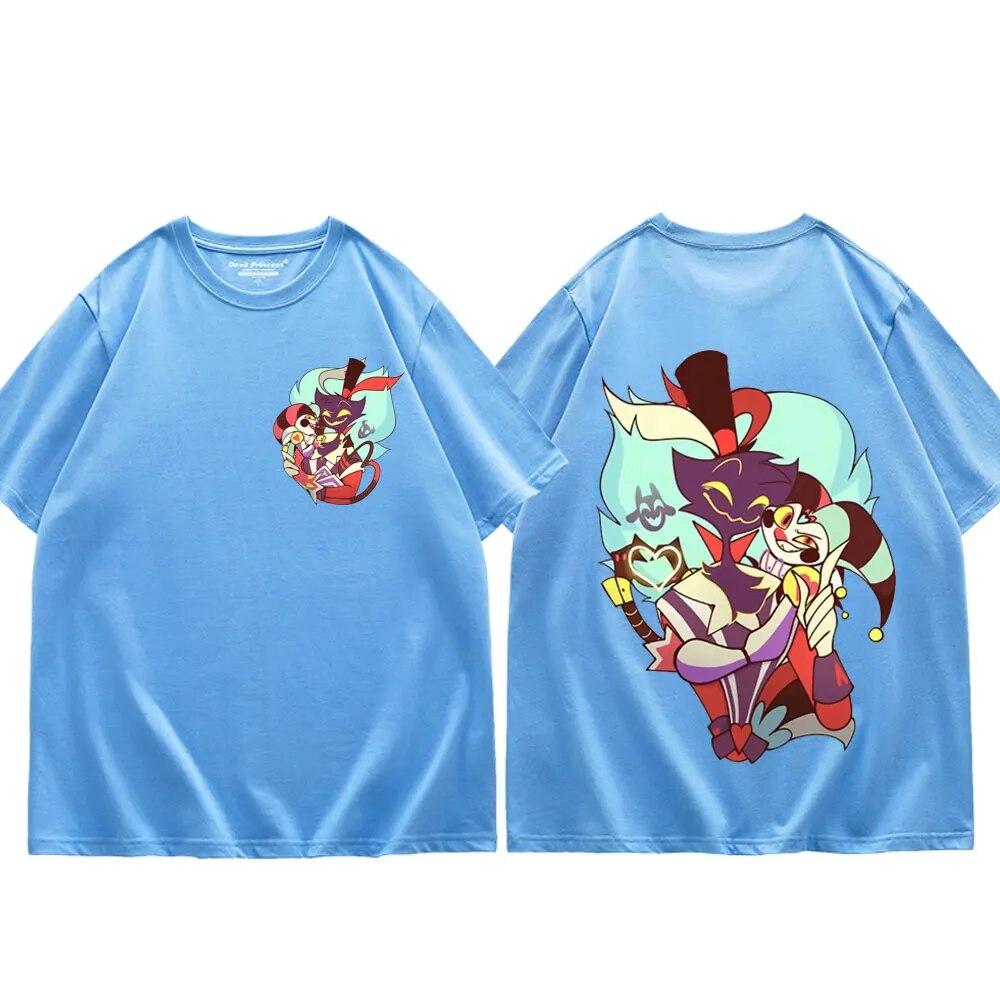 Футболки с рисунком аниме Helluva Boss, уличная мода, футболка с короткими рукавами и героями мультфильмов, женская футболка унисекс, Y2k, эстетика, футболка большого размера