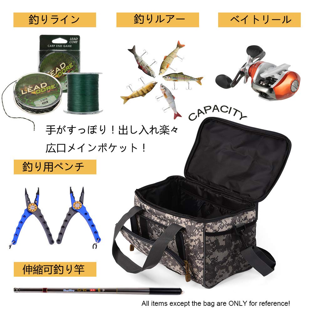 Сумка для рыбалки Lixada, Сумка для рыболовных снастей, Наплечная сумка, Большая вместимость, Многофункциональная, для рыбалки, активного отдыха, альпинизма и путешествий