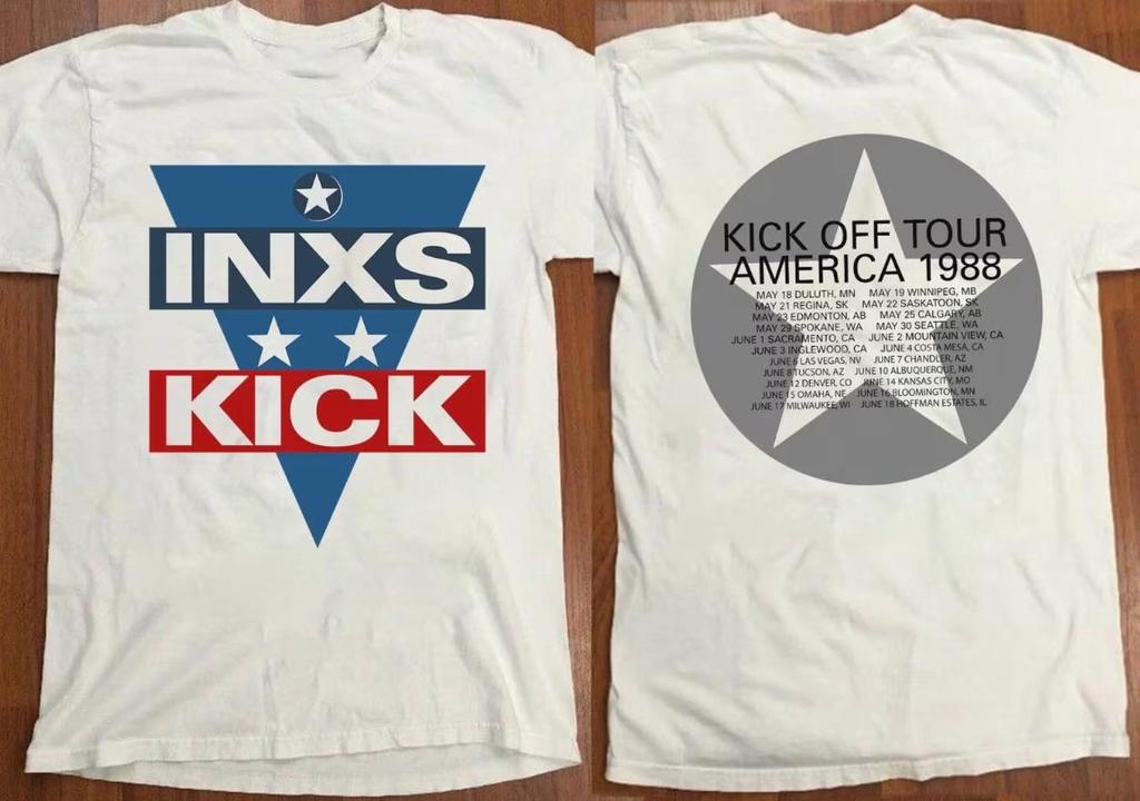 Музыкальная группа INXS Тур Белая футболка из плотного хлопка BT380