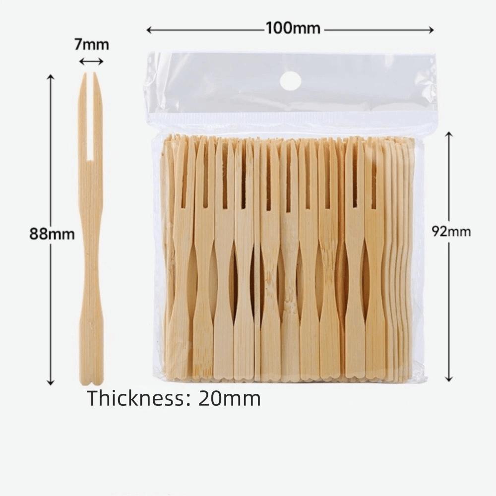 100Pcs Mini Bamboo Appetizer Forks Eco-Friendly Dessert Fork Bamboo Disposable Fork Dessert Serving