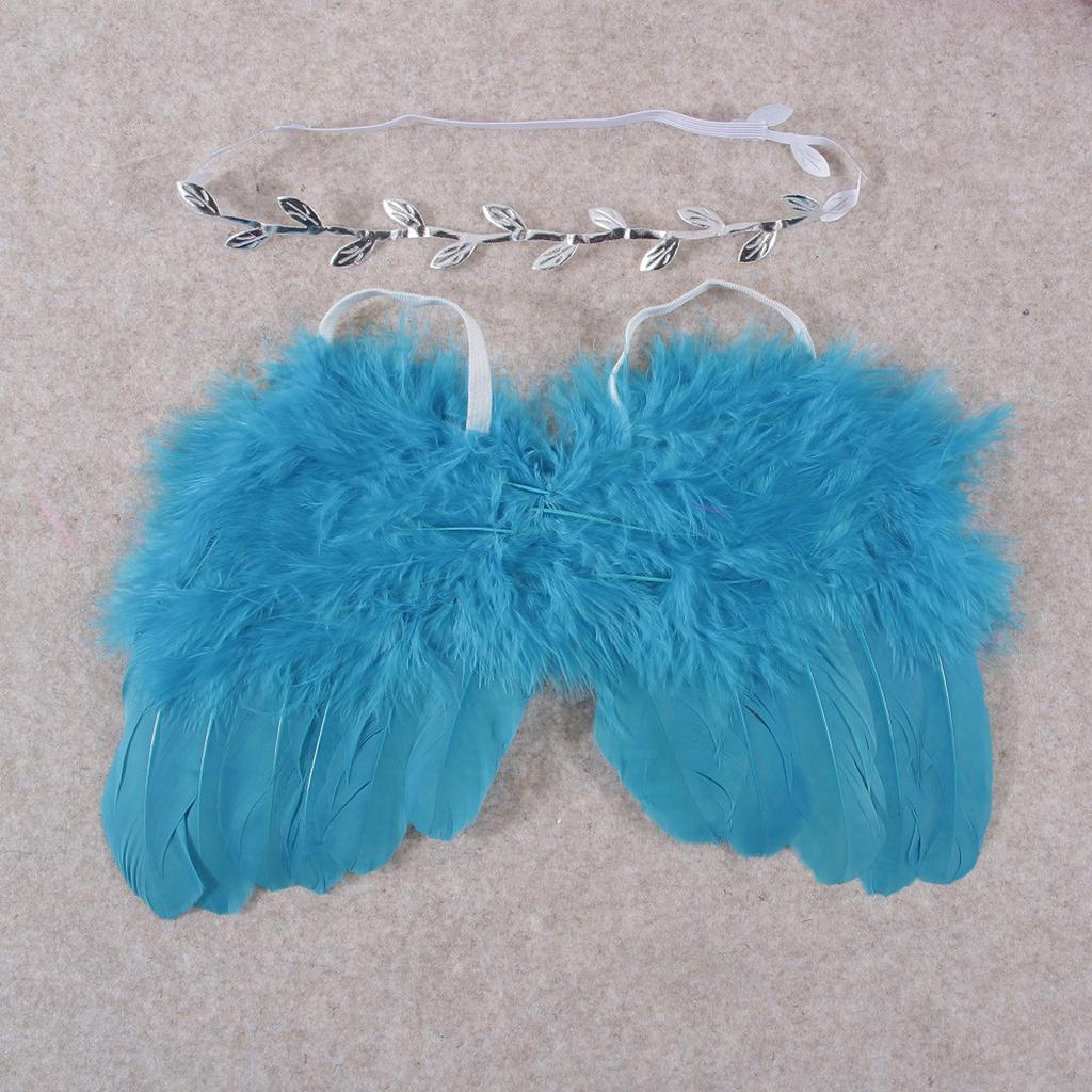 Feather Angel Rhinestone Headband Set Baby Chiffon Flower Headband Hair Accessories Newborn Po Prop Costume