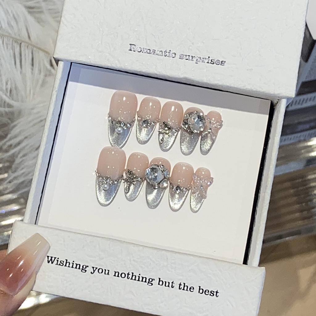 Ice-transparent Blue Side Light French Cat Eye Broken Diamond Butterfly Blue Pole Star Removable Wearable Armor