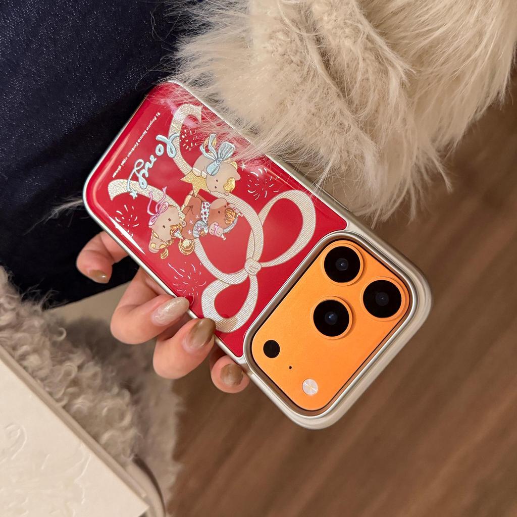 Гальванический чехол с мультяшными фейерверками для iPhone 17 Pro Max - Праздничный дизайн с маленькой лошадкой