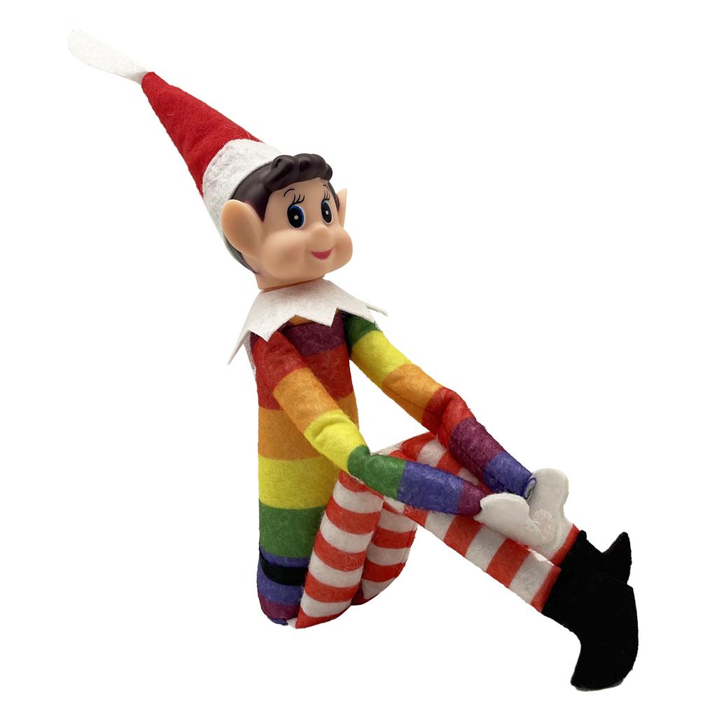 Радужный эльф, украшение, милая ткань, длинные ноги, сидящая праздничная полка, фигурка эльфа для стола