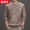 Hengyuanxiang Men's Thick Round Neck 100% Cashmere Sweater