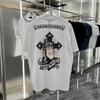Popular Skull Short-Sleeved T-shirt Men's and Women's Heavy Pure Two-Hand Ribbon Cross Printing Loose New Fashion Brand