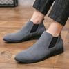 Men's Suede Leather Shoes High Top Business Leather Shoes Low Heel Casual Shoes Banquet Short Boots Luxurious Leather Boots