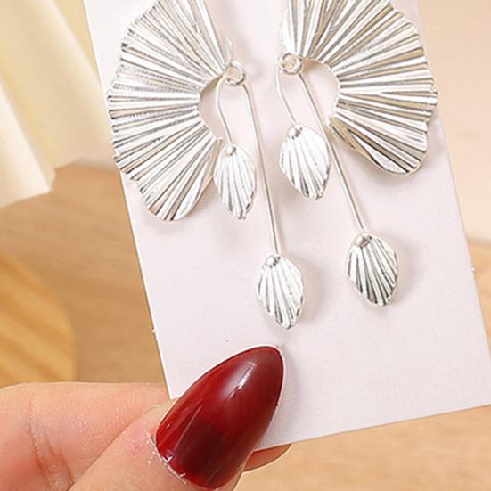 Женские массивные серьги-подвески, серьги в форме веера с листом гинкго, винтажные богемные текстурированные серьги-подвески, ювелирные подарки для нее