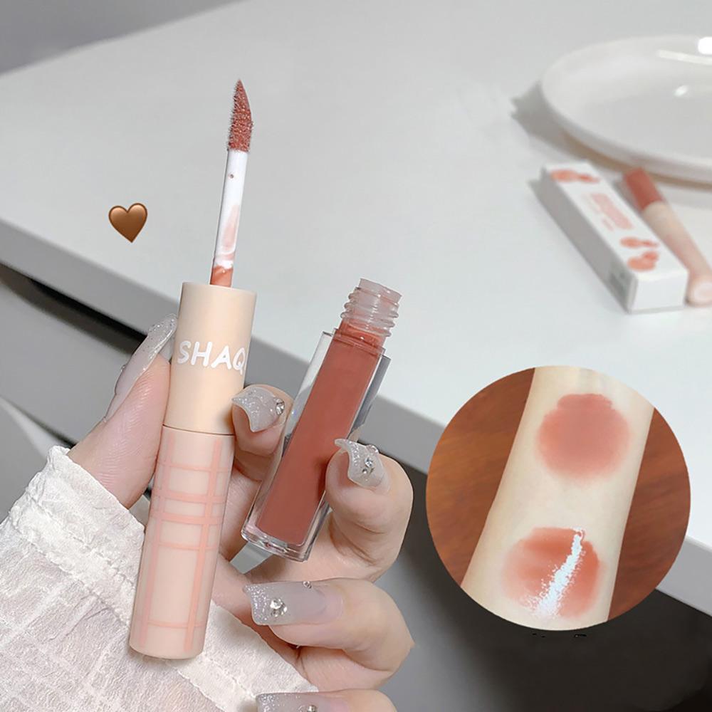 SHAQINUO Двусторонняя губная помада, матовая помада с зеркальным блеском для губ, стойкая цветная водостойкая помада 2 цветов