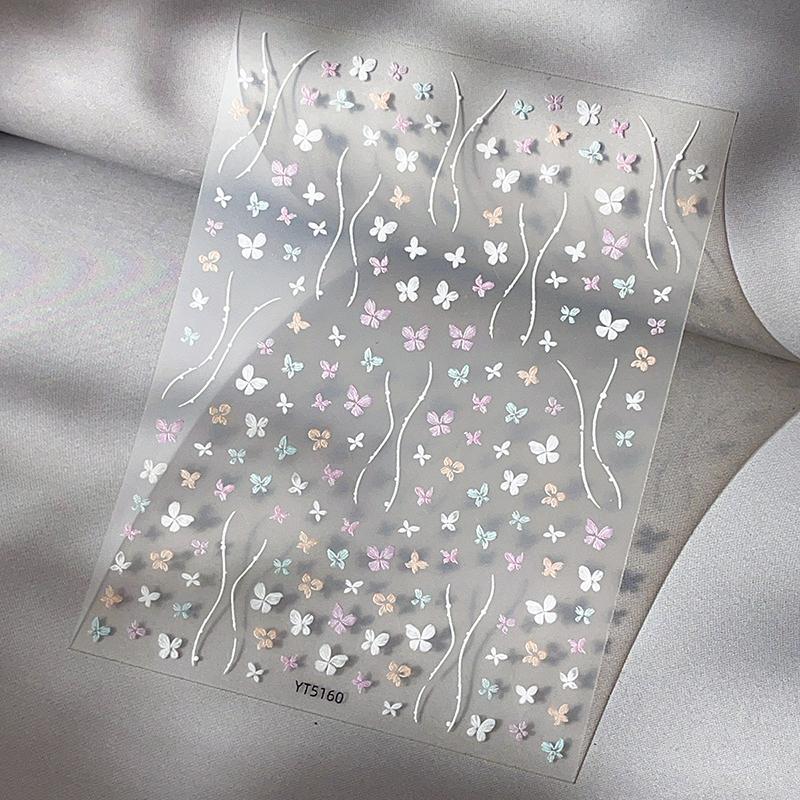 Наклейки для дизайна ногтей в виде бабочек, тисненые наклейки для ногтей, дизайн ногтей, самоклеящиеся материалы для ногтей для женщин, украшение для маникюра
