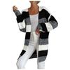Women's Fashion Casual Long Buttonless Colorblock Sweater Cardigan Jacket