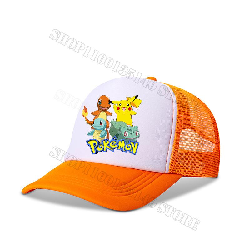 Pokemons Baseball Cap Anime Cartoon Printed Sunshade Peaked Caps Kids Adult Summer Breathable Sunhat Cute Boys Girls Mesh Hats