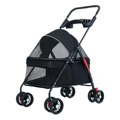 AOVOCO Pet 4 Собака Собака Для Маленьких и Средних Воздух Тележка Сумка Компактный Собака Питомец Черный Тележка, Колеса, Прогулочная коляска, Тележка, Легкий, Собаки, Прогулочная коляска, Собака, Входит в комплект, Тележка,