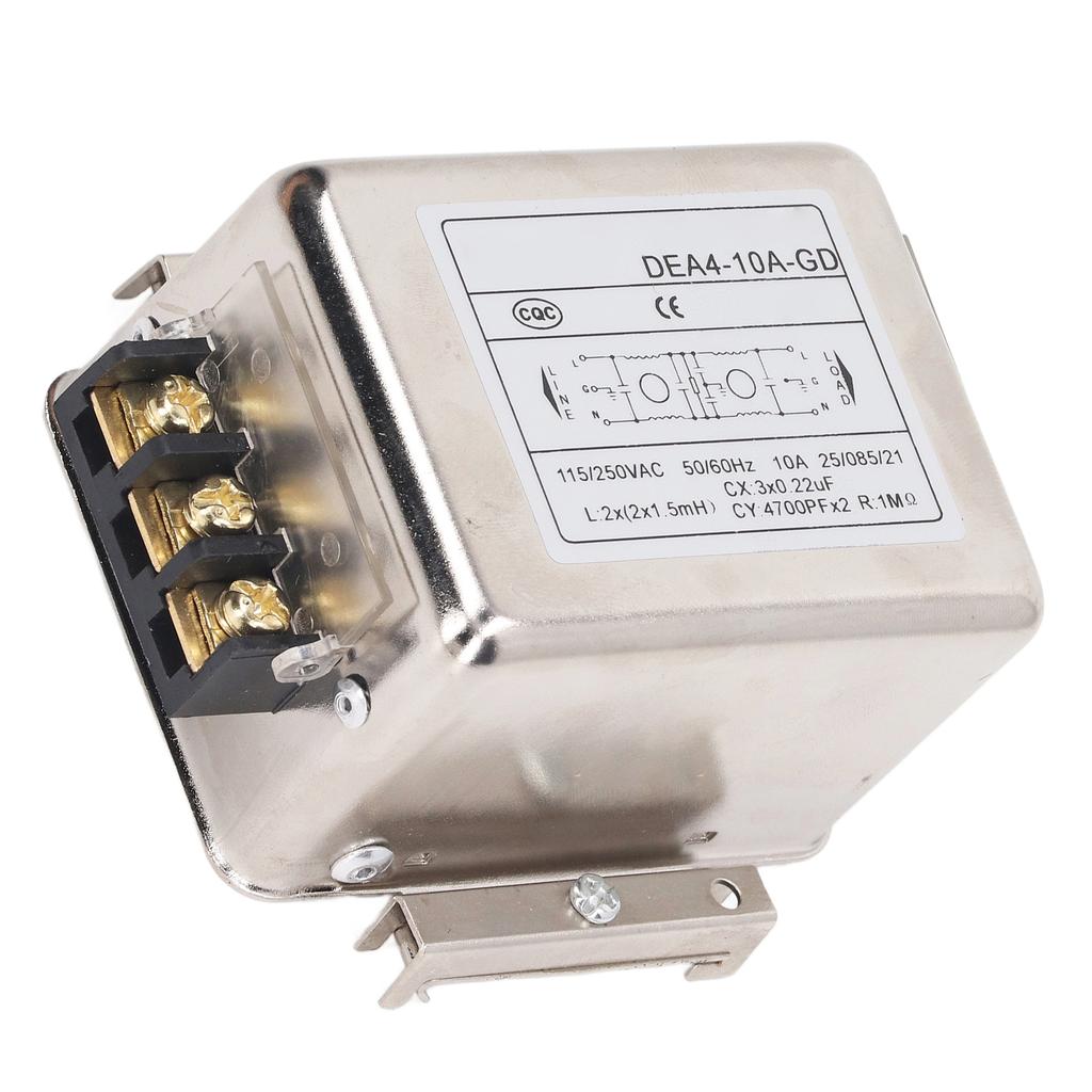 EMI-фильтр 10A Подавление помех Фильтрация шумов Установка на 35мм рейку Однофазный фильтр питания