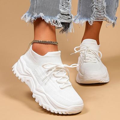 Женские повседневные кроссовки, дышащие вязаные кроссовки с сеткой, ультралегкая спортивная обувь, удобная спортивная обувь для ходьбы на плоской подошве