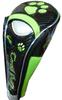 Golf Headcover, Fairway Wood, Paw Print, Magnetic (Black/Green, Fairway Wood)