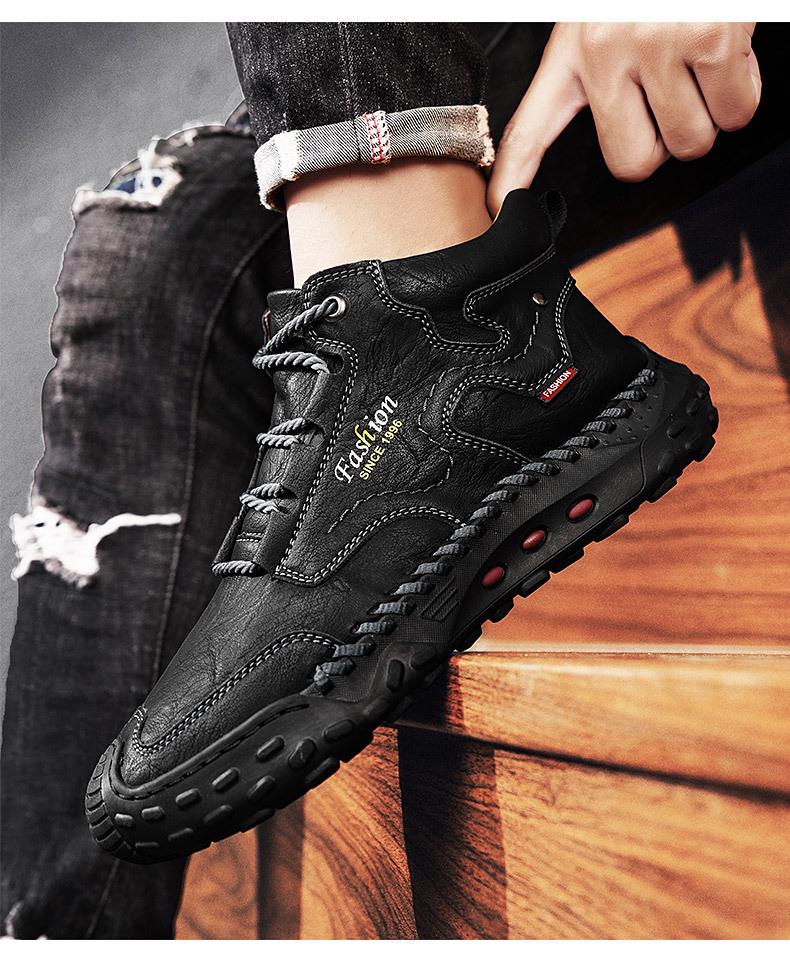 Men's Plus Size Velvet-Lined Martin Boots - Mid-Top Casual Outdoor Short Boots for Spring and Autumn