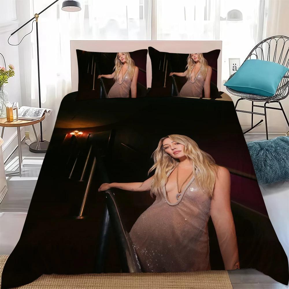 3D Singer H-Hilary Duff Duvet Cover and Pillowcase,Home Bedding Set,Teen and Adult Bedroom Decor,Gifts for Boys girls