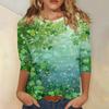 Женская модная повседневная уличная одежда. Топ-футболка с принтом ко Дню Святого Патрика, рукав три четверти
