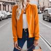 Spring and Autumn Women's Plus Size Fashion Solid Color Zipper Long Sleeve Jacket