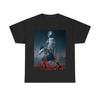 Dark Fantasy T Shirt Men Oversized Graphic Tee Streetwear Anime Horror Samurai Girl Vs Ghost Print Short Sleeve Cotton Top Retro
