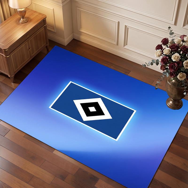 Hamburger SV Football Print Crystal Velvet Rug, Comfortable Water Absorbent Non Slip Indoor Floor Carpet