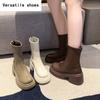 Vintage Platform Women Ankle Boots Fashion Elegant Zippers Shoes Autumn Winter Thick Heel Laides Concise Short Booties