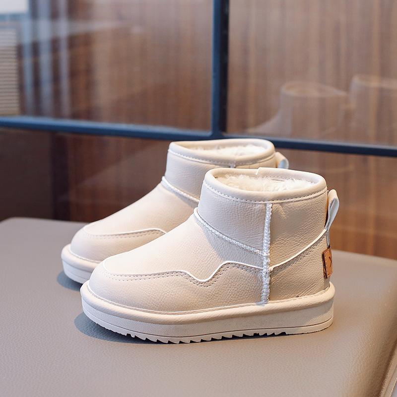 Детские зимние ботинки, однотонные, теплые, для девочек, зимние ботинки, модные, повседневные, плюшевые, детские, универсальные, из хлопка, нескользящие, дышащие