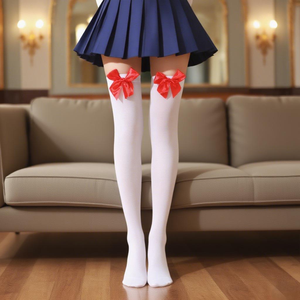 Европейские и американские бархатные носки с бантом до колена на Рождество