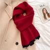 Winter New Solid Color Versatile Raw Scarf Knitted Wool Warm Scarf For Men And Women Basic External Thickened